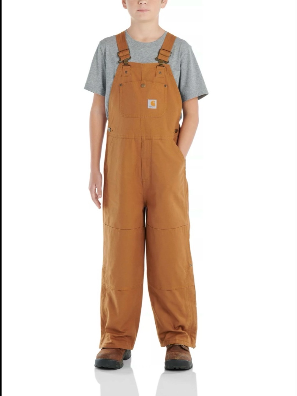Carhartt Boys' Brown Quilt-Lined Canvas Bib Overalls Size 6